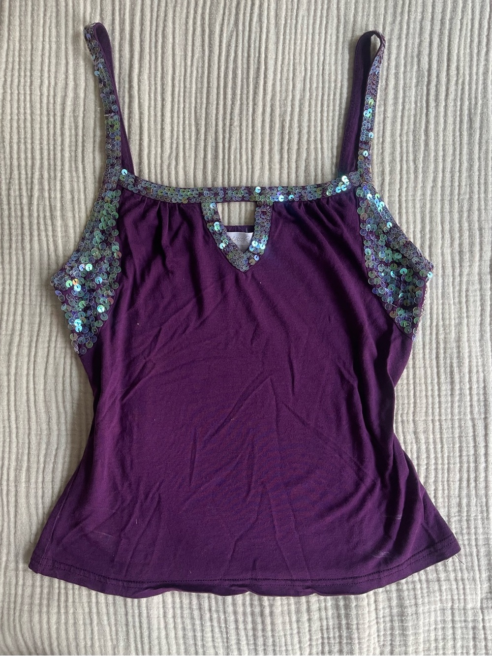 Charlotte Russe Purple Sequin-Trim Camisole